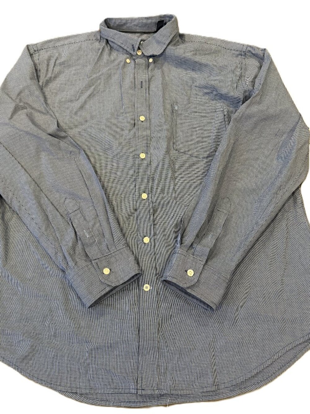 IZOD Men's XL Blue White Check Long Sleeve Button Up Dress Casual Shirt